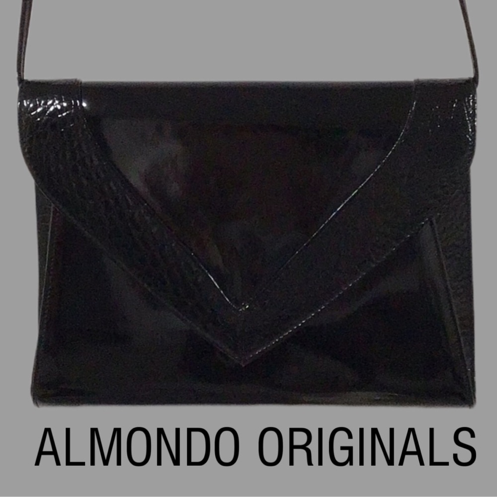 Vintage ALMONDO Originals Black Patent Leather‎ Crossbody/Clutch